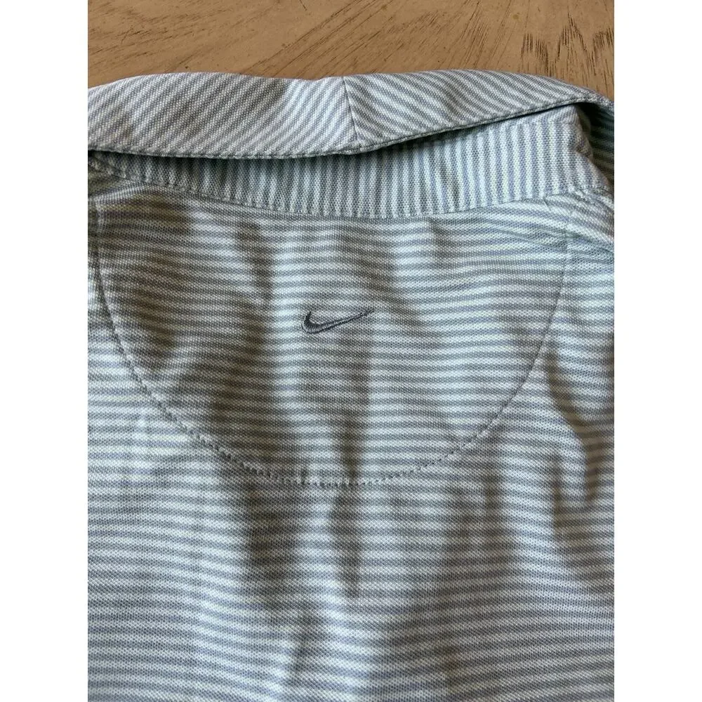 Nike Golf Shirt Womens Green White Striped Sleeveless Polo Tank Logo PGA Tour S